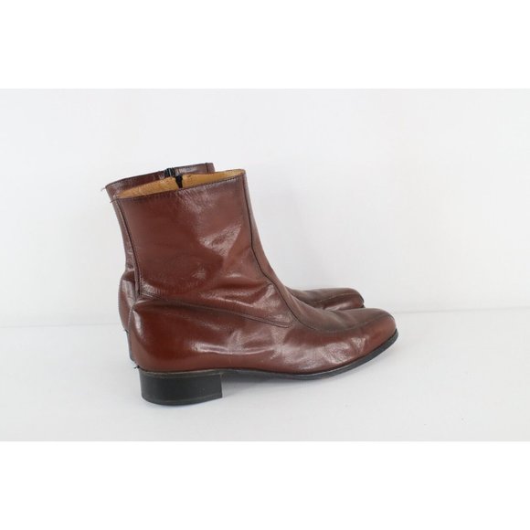 Vintage 70s Streetwear Mens Size 11 D Leather Side Zip Chelsea Boots Brown USA main image 4